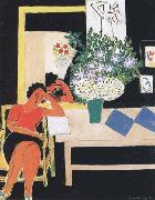 Henri Matisse Reader on a Black Background(The Pink Table) (mk35) oil